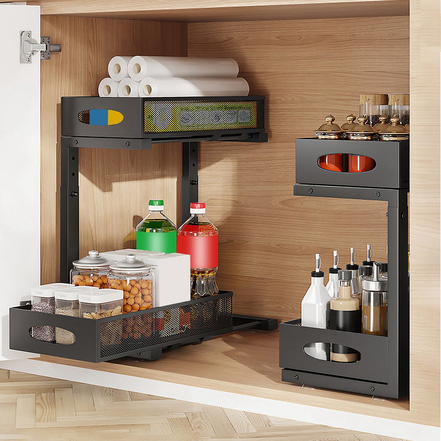 2-Tier Pull-Out Under Sink Organizer – Maximize Hidden Storage Instantly