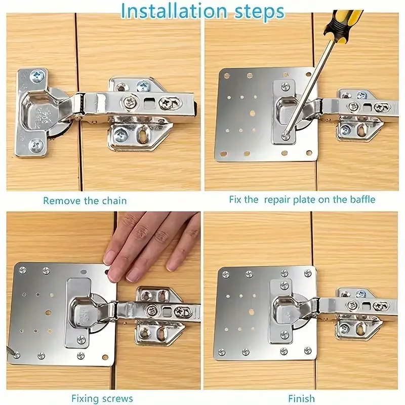 Heavy-Duty Stainless Steel Cabinet Hinge Repair Plate Kit