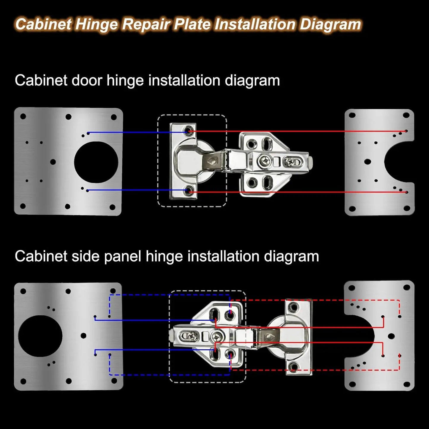 Heavy-Duty Stainless Steel Cabinet Hinge Repair Plate Kit