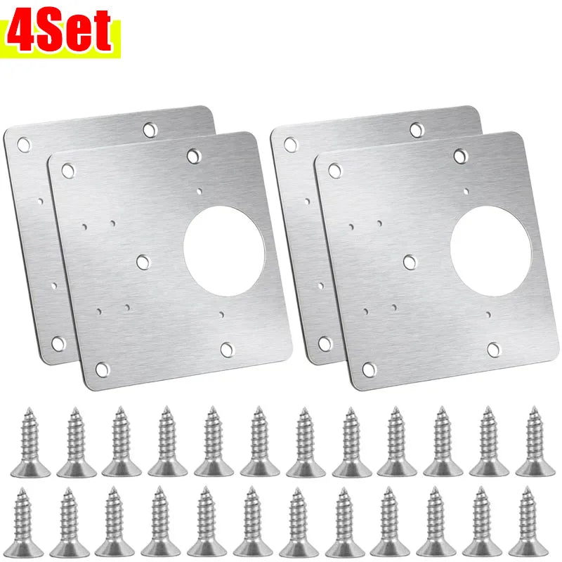 Heavy-Duty Stainless Steel Cabinet Hinge Repair Plate Kit
