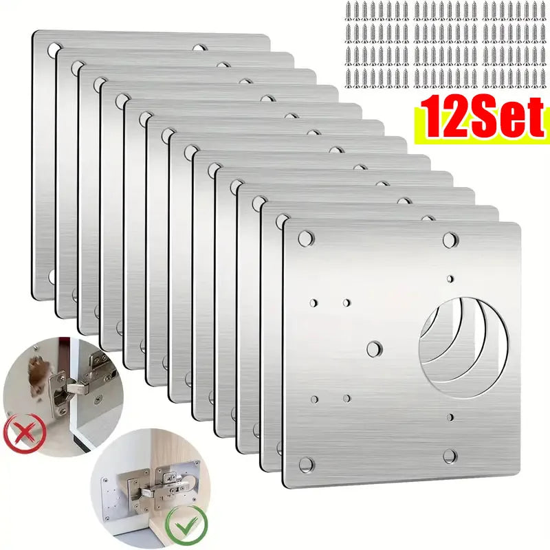 Heavy-Duty Stainless Steel Cabinet Hinge Repair Plate Kit