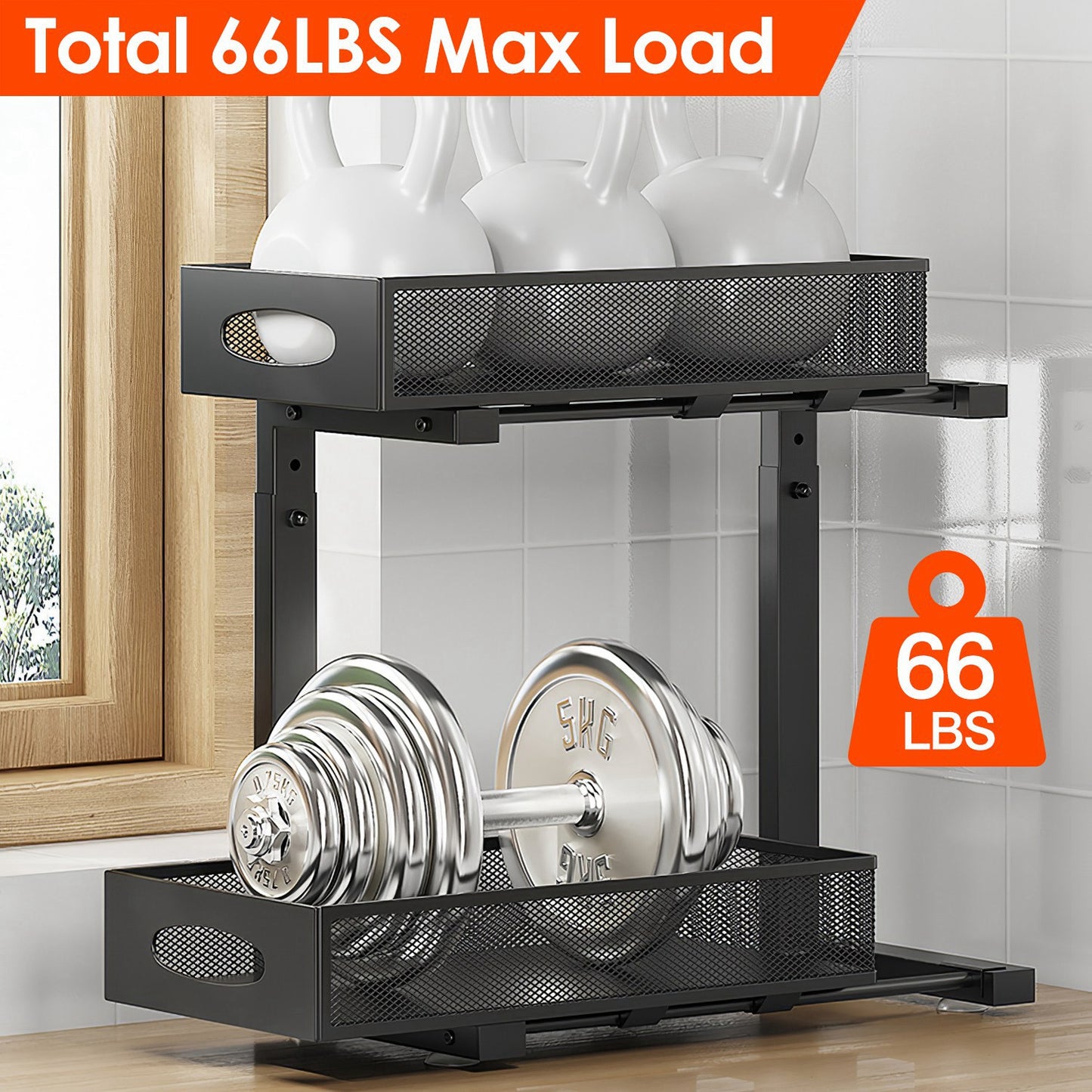 2-Tier Pull-Out Under Sink Organizer – Maximize Hidden Storage Instantly
