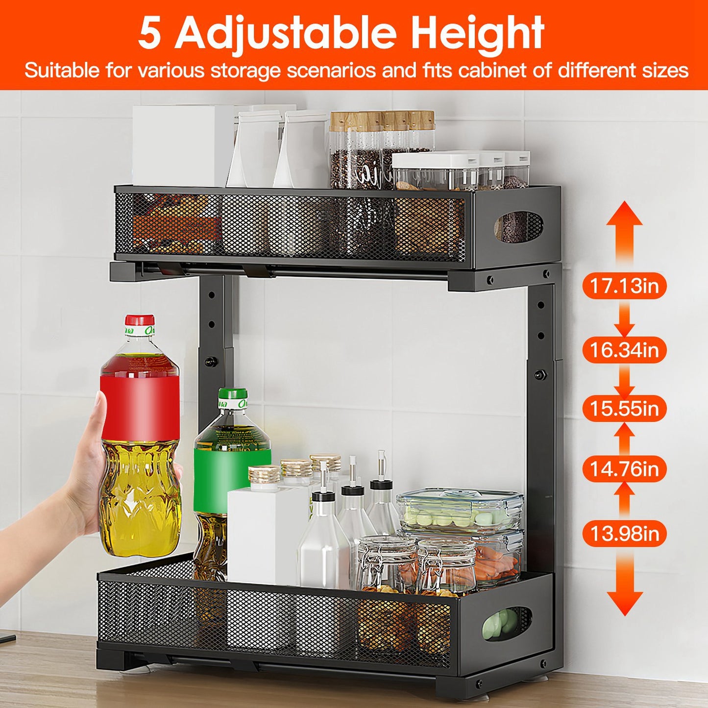 2-Tier Pull-Out Under Sink Organizer – Maximize Hidden Storage Instantly